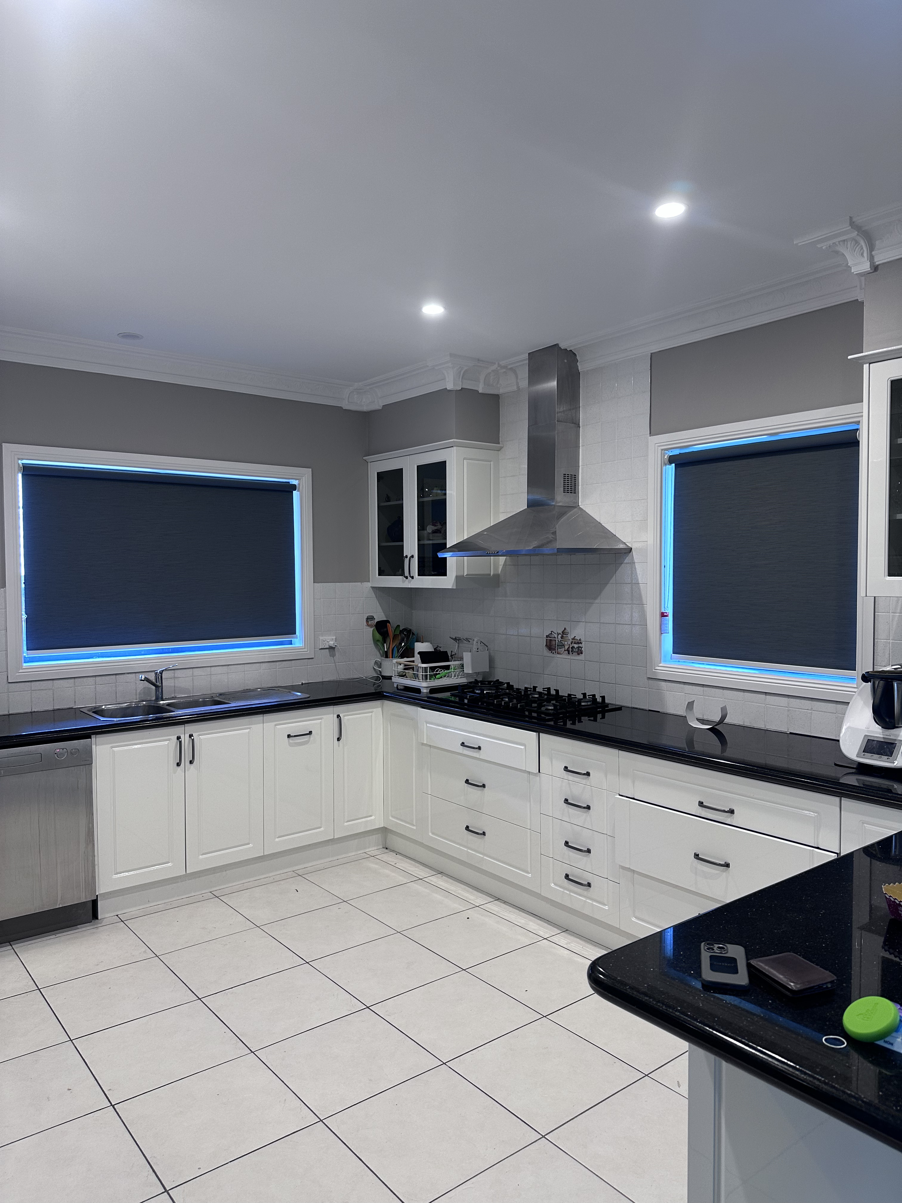 Coastal home with timber venetian blinds