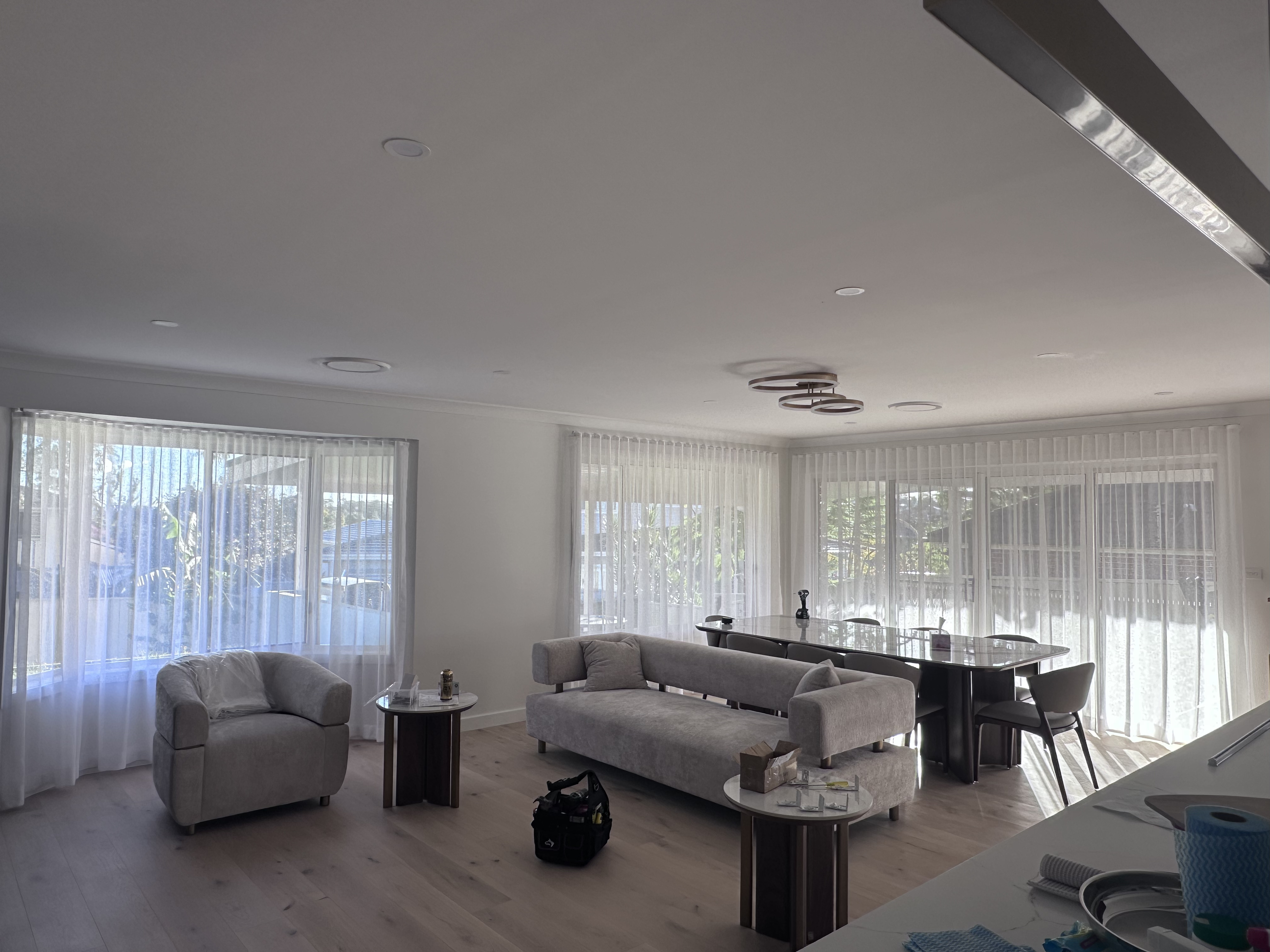 Bedroom with dual roller blinds