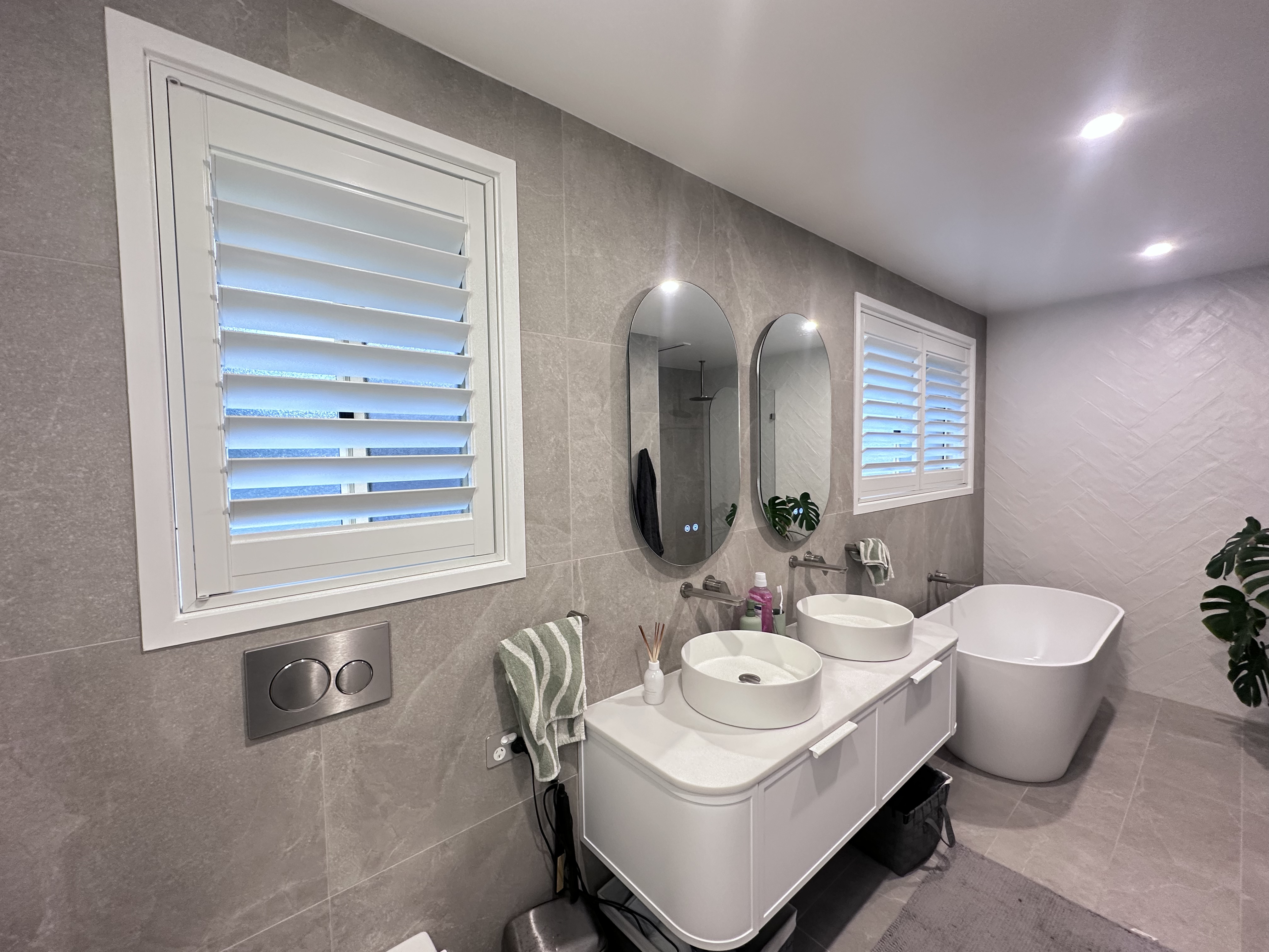 Outdoor patio with retractable awnings